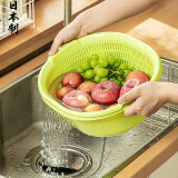 家の物语（KATEI STORY）日本进口厨房沥水洗菜篮塑料洗菜盆水果蔬菜清洗盆碗碟收纳篮 绿色盆