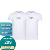 阿玛尼（ARMANI） 男装短袖t恤男士时尚休闲修身薄款微弹短袖T恤两件装 白色 L(推荐体重150-160斤）