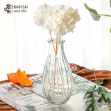 墨斗鱼透明玻璃花瓶摆件创意简约客厅插花茶几家居餐厅装饰花器竖纹款