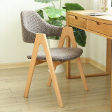 香木语 实木餐椅休闲椅咖啡椅现代简约家用布艺休闲椅子办公洽谈椅子 原木咖啡 榉木单把整装发货