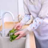 绿盒子 洗衣服洗碗手套 加绒加厚耐用防水手套 清洁手套 家务手套 花色随机-束口加绒（2双装）