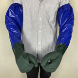 杀鱼水产加绒手套冬天洗车手套下水连体防水水产专用加绒超长薄款杀鱼