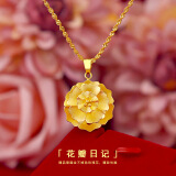 越南沙金吊坠女款大花项链仿黄金女不掉色锁骨金花项饰婚庆首饰 泰国