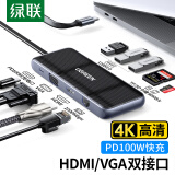 绿联Type-C扩展坞 USB-C转HDMI拓展坞千兆VGA网线转接头PD快充分线器适用苹果15华为笔记本电脑MacBook