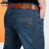 吉普（JEEP）牛仔裤男宽松夏季男士直筒中腰休闲新款男装牛仔裤子 J8025蓝色薄款 33码