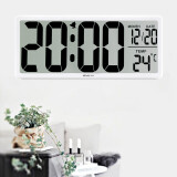 汉时（Hense）大屏电子时钟客厅桌面台钟座钟免打孔挂钟wifi自动对时钟表HA88 A款白色（简洁款)