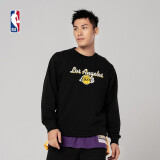 NBA 湖人队卫衣 球队系列圆领卫衣 情侣款篮球运动时尚休闲套头卫衣 腾讯体育 黑色 XS