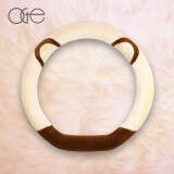 OGE Mignon系列可爱毛绒熊猫汽车方向盘套冬季女毛绒把套 米咖D形