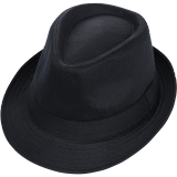 索罗春秋天新款复古呢帽韩版潮时尚羊毛礼帽英伦爵士帽舞台帽子男复古绅士帽遮阳帽子女士 L1071-大码黑色 （59-61cm）可戴