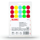 米标（HLABEL）可移除标签透明圆形防水彩色不干胶手写自粘背胶贴纸办公文具 直径19mm