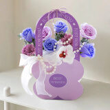 初朵紫色康乃馨花篮永生香皂玫瑰花生日礼物母亲节礼物实用高级送闺蜜