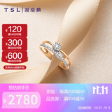 金au750钻石戒指,金au750 11预售】tsl谢瑞麟两心依系列钻戒18k金戒指女玫瑰金彩金钻石指环bb