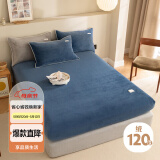 艾薇牛奶绒床笠冬季保暖床垫保护罩床罩单人床笠单件 1.5m床 宾利蓝