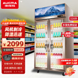 澳柯玛（AUCMA）展示柜冷藏保鲜柜 双开门立式冰柜饮料柜 商用冰箱风直冷超市便利店啤酒水果蔬菜柜 LSC-521D
