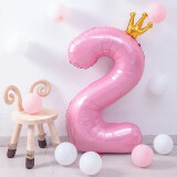 欧妮姿生日装饰周岁场景布置数字气球浪漫惊喜告白儿童派对粉色皇冠2