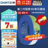 正泰（CHNT）电线电缆 阻燃ZR-BV4平方 双色单芯单股地线 国标铜芯硬线 100米