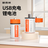 硕而博 1号USB充电电池D型大号锂电池2粒挂卡装/适用热水器/煤气燃气