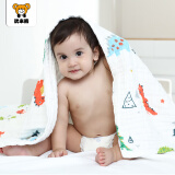 优米熊 浴巾纯棉6层儿童浴巾婴儿纱布毯子包被吸水速干大毛巾110*110cm