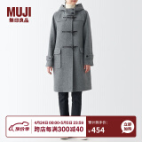 无印良品 MUJI 女式 羊毛混 牛角扣大衣 毛呢大衣 长款外套冬季 BDA11C2A 炭灰色 XL(165/92A)
