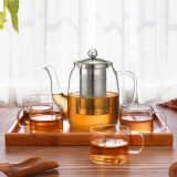 绿珠lvzhu 850ml玻璃茶具整套一壶四杯一茶盘 办公功夫泡茶壶茶杯Q725