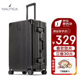 NAUTICA行李箱男大容量旅行箱铝框密码箱万向轮结实拉杆箱皮箱32英寸黑色