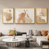 集简季侘寂风大象肌理客厅装饰画抽象艺术壁画沙发背景墙挂画 向阳福象