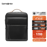 新秀丽（Samsonite）双肩包男士商务14英寸电脑包时尚牛皮革背包 TM0*001【黑色】