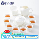 苏氏陶瓷（SUSHI CERAMICS）素烧白瓷功夫茶具套装德化中国白送礼陶瓷茶具茶杯泡茶盖碗-平价促销引流款