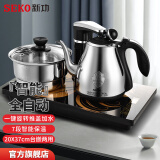 新功（SEKO）全自动上水电热水壶保温电水壶套装智能茶台烧水壶泡茶玻璃煮茶器电茶壶F143 F90（37*20）旋转加水（配锅）水壶 1L