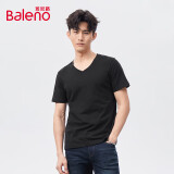 班尼路（Baleno）潮新疆棉休闲v领修身短袖打底衫 00A纯黑-V领 M 