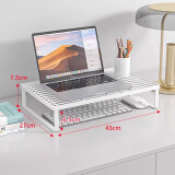 林家小子笔记本电脑支架散热底座显示器增高架子屏幕桌面收纳置物架烧烤架 中号加粗白色-免安装