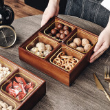 格娜斯（CRISTALGLASS）干果盒坚果盘零食收纳客厅家用瓜子茶点糖果实木分格水果盘中式