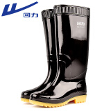 回力雨鞋男高筒防水鞋户外耐磨胶鞋不易滑雨靴套鞋827黑色高筒40