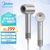 美的（Midea）高速吹风机家用吹风筒/大功率/高浓度负离子护发/大风力速干/低噪/送礼盒装电吹风FG208-星光银