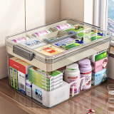 妙馨思药箱家庭装药物收纳盒医药箱家用多层透明大容量便携式医疗小药箱