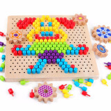 玩控 儿童蘑菇钉插板拼图 宝宝幼儿玩具 diy玩具 立体拼图 儿童玩具 齿轮蘑菇钉