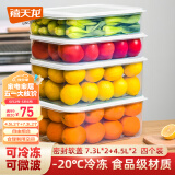 禧天龙冰箱保鲜盒食品级冰箱收纳盒密封盒蔬菜水果冷冻盒 7.3L*2+4.5L*2