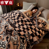 雅鹿拉舍尔毛毯加厚毯子单人1.5m毛毯被冬季被子绒毯午睡毯空调毯盖毯 别样风情 咖 150*200cm(约5斤)
