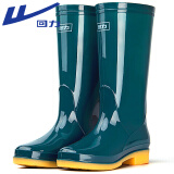 回力雨鞋女时尚户外下雨天防水雨靴水鞋耐磨胶鞋6813墨绿高筒39