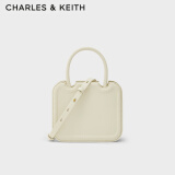 CHARLES&KEITH小方Perline饼干包手提包单肩包包女包生日礼物CK2-30781598 粉白色Chalk S