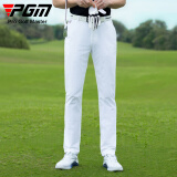 PGM高尔夫裤子男夏季透气打孔球裤运动长裤弹力腰带服装golf男裤 KUZ181-白色 XS