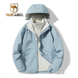 西域骆驼（VANCAMEL）三合一防风冲锋衣男女加厚保暖可拆卸登山服小个子滑雪服运动外套 KY09S以太蓝-女 2XL