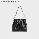 CHARLES&KEITH子母链条大容量流浪包托特包单肩包斜挎包包女包软CK2-40671449 Noir黑银 L