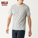 无印良品 MUJI 男式 粗细不均棉线 天竺编织 条纹短袖T恤 ABB04A0S 燕麦色X横条 XS