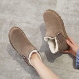 回力 雪地靴加绒加厚保暖棉鞋女 室外耐磨增高软底高帮工装鞋 WBN(JS)-0049 驼色 36
