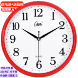 康巴丝（Compas）挂钟时尚卧室客厅办公时钟日历挂表简约创意石英钟表 红色C2246直径28cm