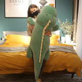 超软大号恐龙毛绒玩具抱枕靠垫午睡枕长条枕陪你睡觉床上懒人趴枕头玩偶公仔 软体绿色 长约80厘米