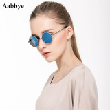 Aabbye新款偏光太阳镜墨镜防紫外线经典小圆框复古太子镜简约眼镜男女 04银框冰蓝片