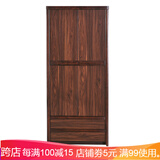 收纳柜 实用型双开门衣柜 木衣柜 家具 衣柜 胡桃色 2门组装