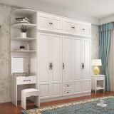 奥尚斯莱 衣柜 现代简约卧室家具木质带转角边柜组合大衣橱白色衣柜 衣柜+边柜带梳台款 六门衣柜 （主柜长2.4米）